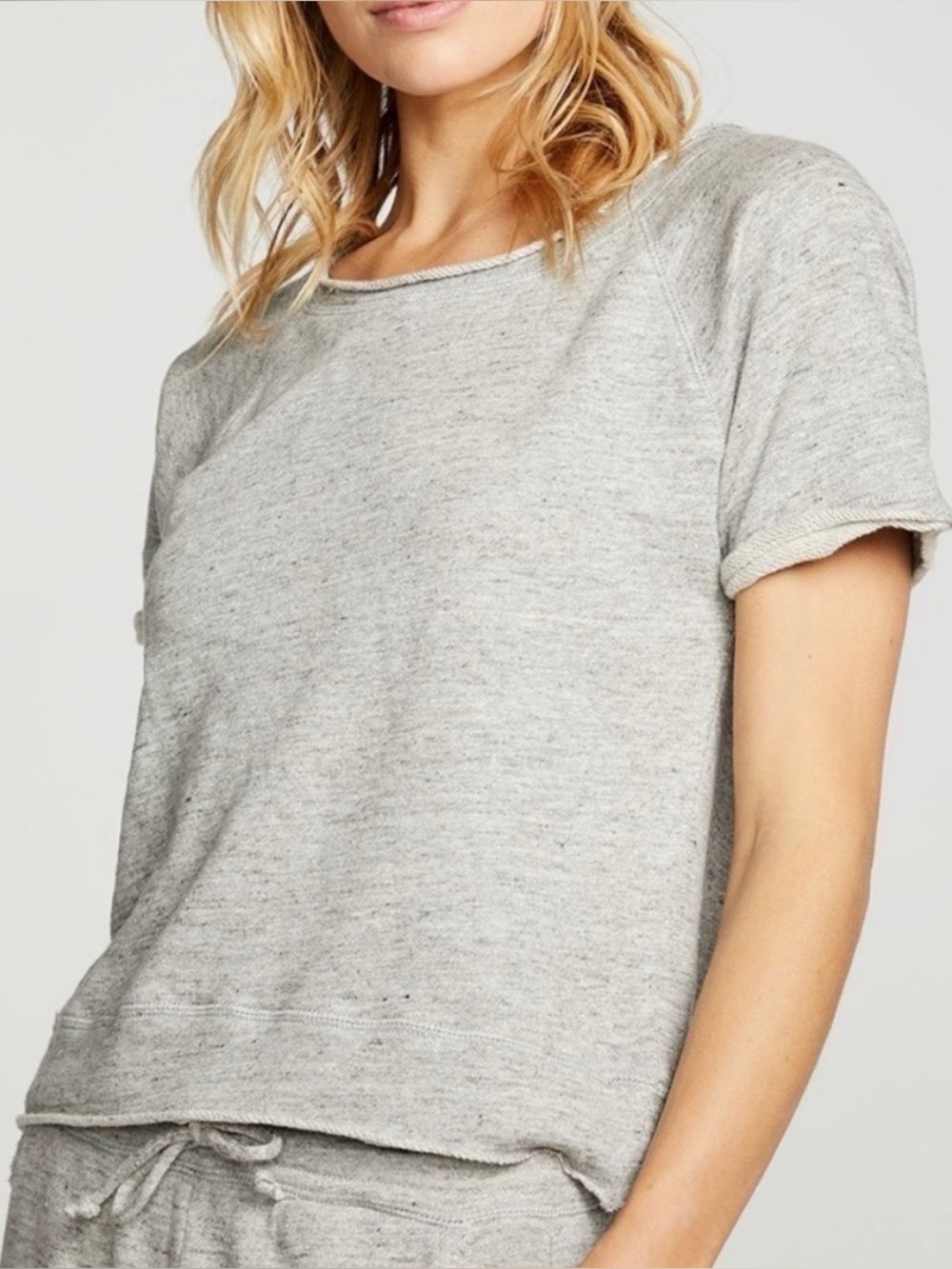 Chaser Linen French Terry Sweatshirt Tee – Heather Grey – Size L
